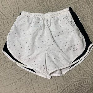Nike Dri-Fit Running Shorts. Size M. White and black, small triangle pattern.